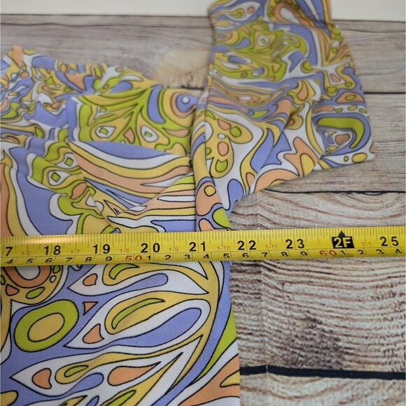 Groovy 60s 70s Multicolored Psychedelic Paisley Long Sleeve Tunic XL Hippie - Picture 4 of 12